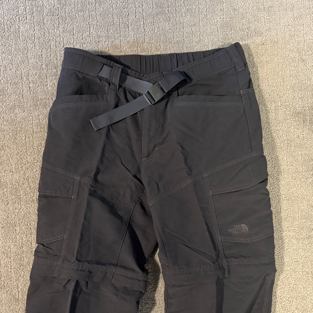 The North Face Convertible Tech Pants Mens Dark Gray Paramount Hiking Belted LG